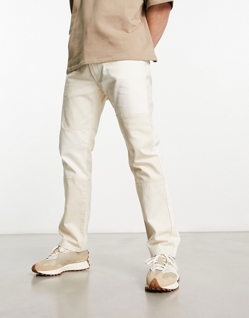 Jeans comodi beige con motivo patchwork - PACSUN - Modalova