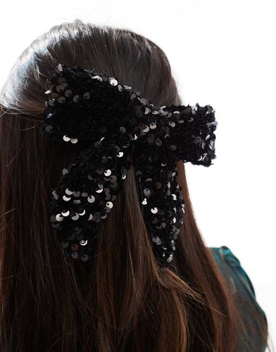 Fermaglio per capelli a forma di fiocco con paillettes - Pieces - Modalova