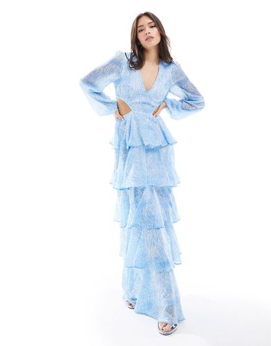 Vestito lungo blu a fiori con cut-out - Pretty Lavish - Modalova
