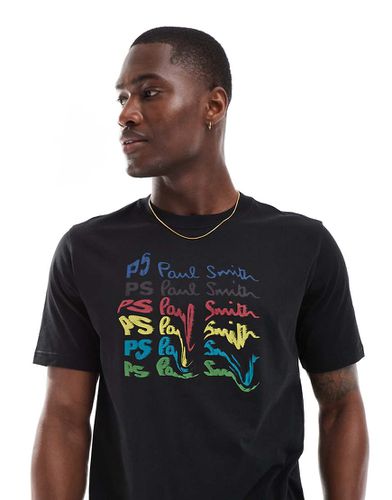 T-shirt nera con logo arcobaleno - PS Paul Smith - Modalova