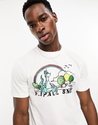 T-shirt bianca con stampa con logo e drago - PS Paul Smith - Modalova