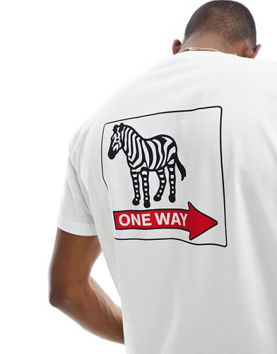 T-shirt bianca con stampa di zebra e scritta One Way - PS Paul Smith - Modalova