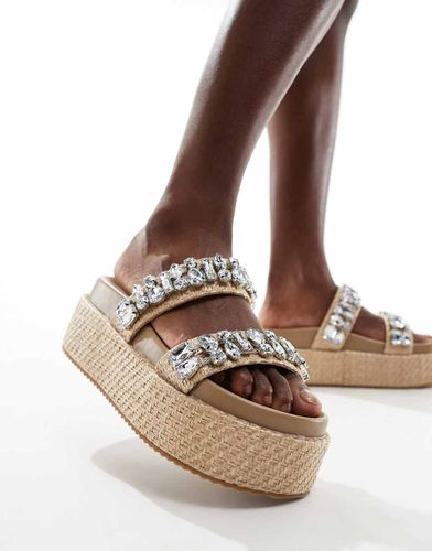 Duchess - Sandali flatform in rafia con cinturini decorati - Public Desire - Modalova