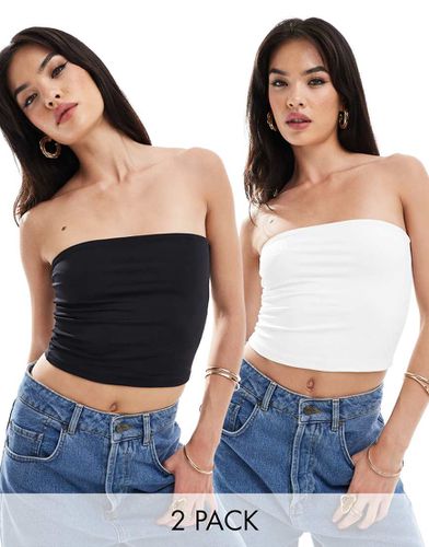 Confezione da 2 top a fascia effetto seconda pelle e bianco in poliammide - Pull & Bear - Modalova