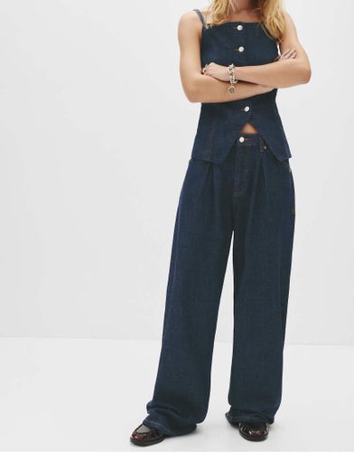 Jean baggy à taille mi-haute et plis - Pull & bear - Modalova