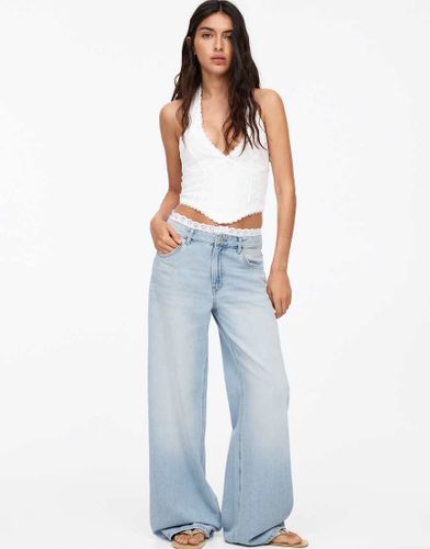 Jean coupe baggy bordé de dentelle - pâle - Pull & bear - Modalova
