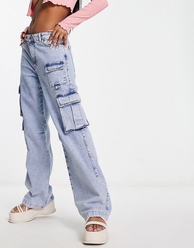 Jeans cargo a fondo ampio con tasche slavato - Pull & Bear - Modalova