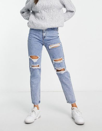 Mom jeans a vita alta con strappi medio - Pull & Bear - Modalova