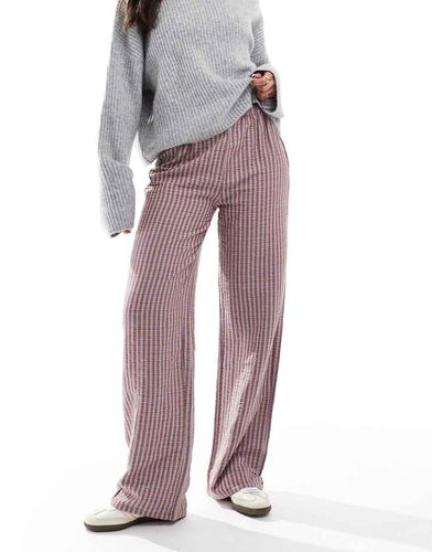 Pantaloni dritti bordeaux a quadri - Pull & Bear - Modalova