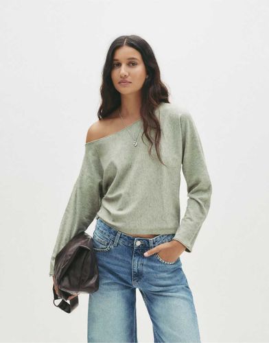 Pull à encolure asymétrique - Kaki clair - Pull & bear - Modalova