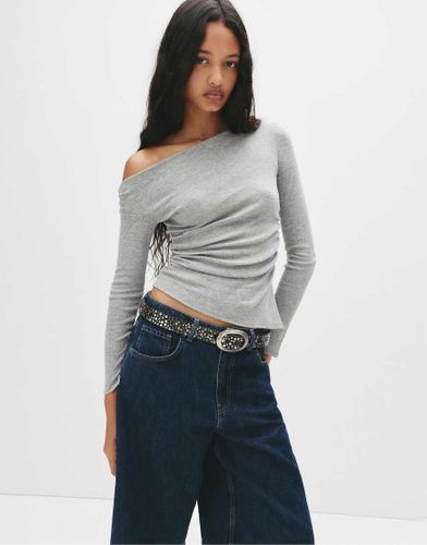 Top asymétrique à manches longues - chiné - Pull & bear - Modalova