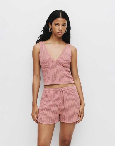 Top en maille avec détails en dentelle - Pull & bear - Modalova