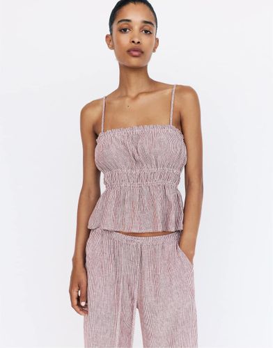 Top rayé à bretelles - Bordeaux - Pull & bear - Modalova