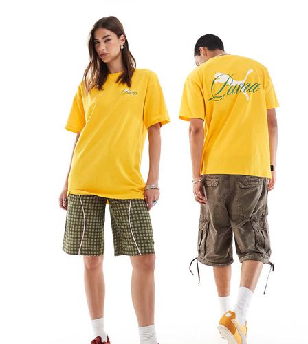 Terrace - T-shirt gialla e verde con stampa sul retro - Puma - Modalova