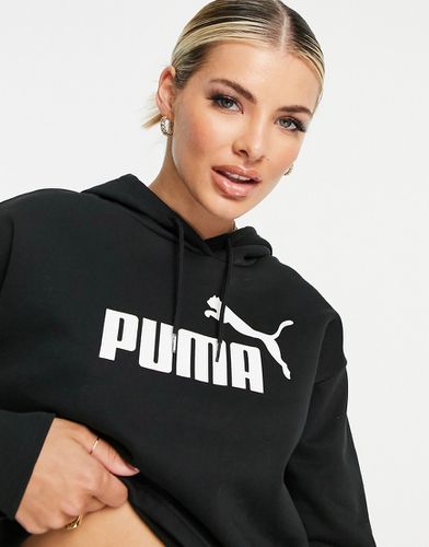 Essentials - Felpa corta con cappuccio e logo nera - Puma - Modalova
