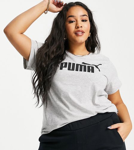 Plus - Essentials - T-shirt grigia con logo grande - Puma - Modalova