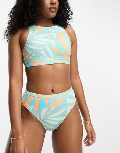 Pop Up - Crop top bikini taglio lungo con stampa tropicale - Roxy - Modalova