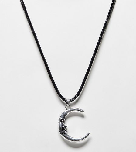 Collana unisex in corda con ciondolo a forma di luna argentato - Reclaimed Vintage - Modalova