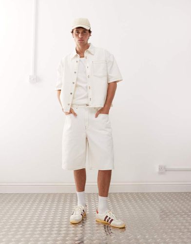 Bermuda d'ensemble baggy en jean à coutures tabac - Écru - Reclaimed Vintage - Modalova