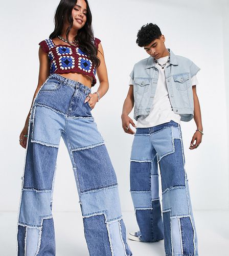Inspired - Jeans unisex ampi anni '00 con motivo patchwork - Reclaimed Vintage - Modalova
