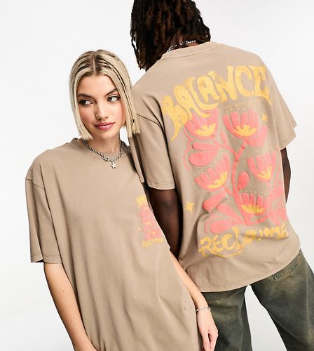 T-shirt unisex color pietra con grafica "Balance" sul retro - Reclaimed Vintage - Modalova