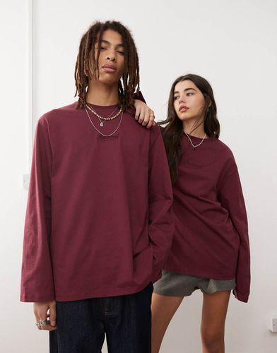 T-shirt unisex a maniche lunghe stile skater oversize bordeaux slavato - Reclaimed Vintage - Modalova