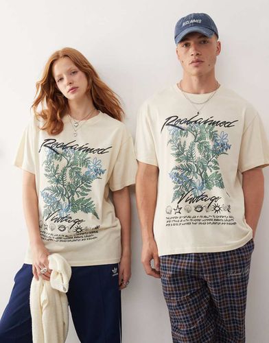 T-shirt oversize unisex écru con stampa di piante - Reclaimed Vintage - Modalova