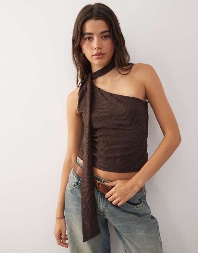 Top asymétrique avec foulard à zébrures effet dévoré - Marron - Reclaimed Vintage - Modalova