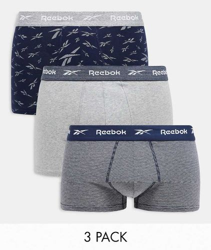 Confezione da 3 paia di boxer grigi e blu navy con stampa - Reebok - Modalova