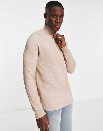 Maglione color pietra con collo ad imbuto e zip corta - River Island - Modalova