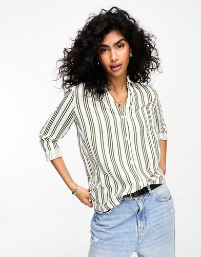 Camicia boyfriend in popeline a righe verdi - River Island - Modalova