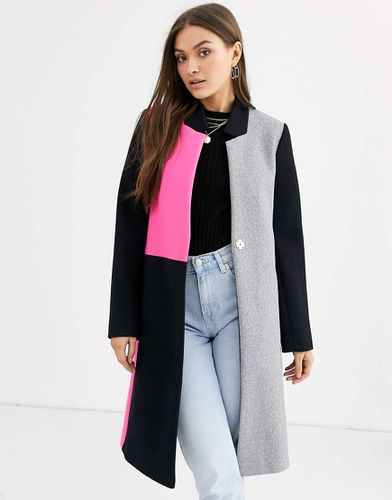 Cappotto colour block senza collo - River Island - Modalova