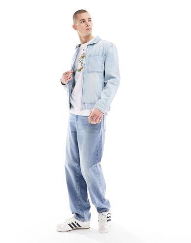 Giacca di jeans con zip chiaro - River Island - Modalova