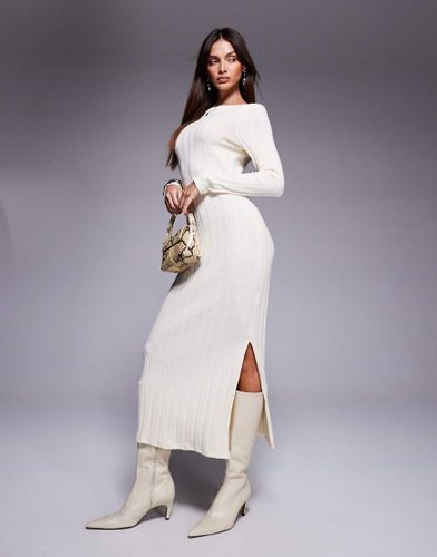 Robe mi-longue côtelée - Crème - River Island - Modalova