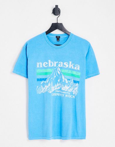 T-shirt azzurra con stampa del Nebraska - River Island - Modalova