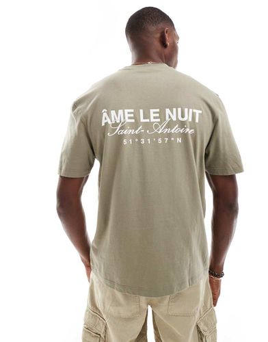 T-shirt kaki con logo "Ame Le Nuit" - River Island - Modalova