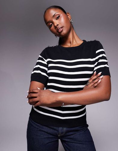 T-shirt ras de cou en maille à rayures - River Island - Modalova