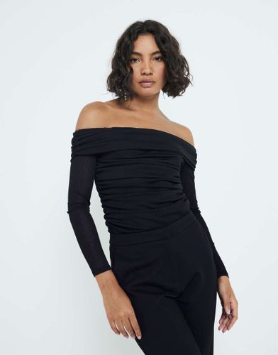 Top froncé à encolure Bardot - River Island - Modalova