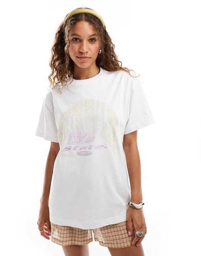 T-shirt oversize bianca con stampa stile college - Weekday - Modalova