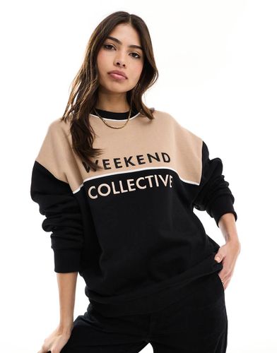 Weekend Collective - Felpa oversize nera e cammello color block - ASOS WEEKEND COLLECTIVE - Modalova