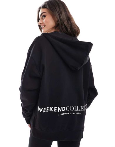 Weekend Collective - Felpa con cappuccio oversize nera con zip e logo in coordinato - ASOS WEEKEND COLLECTIVE - Modalova