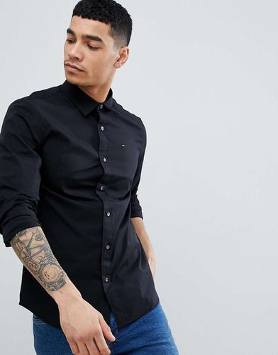 Camicia slim elasticizzata nera - Tommy Jeans - Modalova