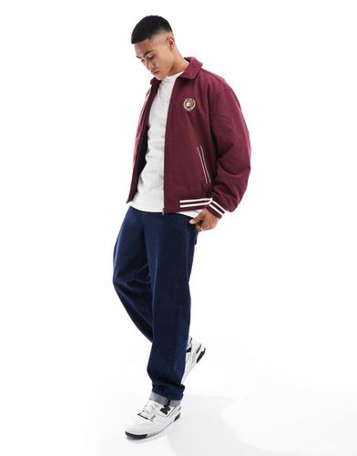 Giacca stile college in tessuto a coste color bordeaux con stemma - Tommy Jeans - Modalova