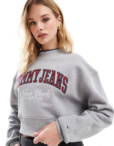 Felpa corta accollata stile college grigia - Tommy Jeans - Modalova