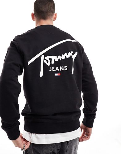 Felpa nera con stampa del logo sulla schiena - Tommy Jeans - Modalova
