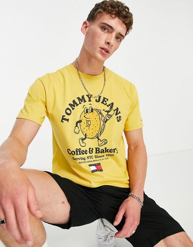 Maglietta in cotone gialla con stampa di bagel - YELLOW - Tommy Jeans - Modalova