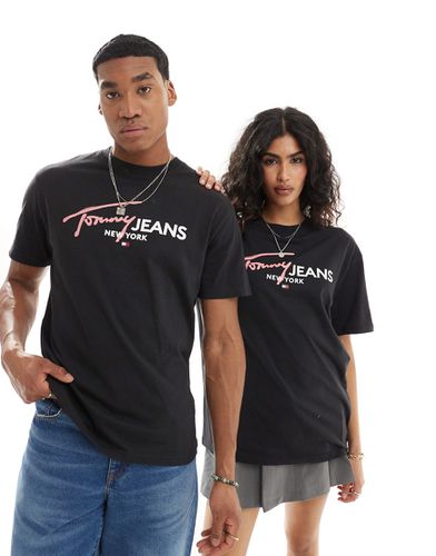 T-shirt unisex nera vestibilità classica effetto spray - Tommy Jeans - Modalova