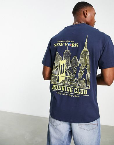T-shirt in cotone con stampa "Running club" sul retro - NAVY - Tommy Jeans - Modalova