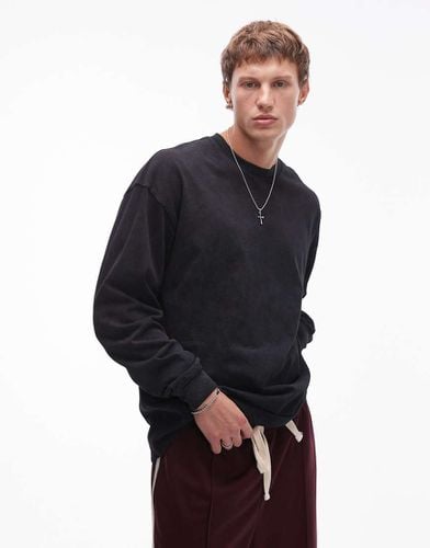 Maglietta a maniche lunghe oversize slavato - Topman - Modalova