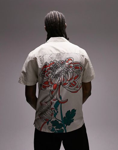 Camicia color pietra chiaro con stampa floreale e rever - Topman - Modalova